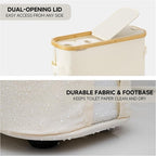 StorageWorks Toilet Paper Storage Baskets with Dual Flip Lids, Toilet Paper Organizer for Bathroom, Toilet Paper Container with Side Pocket, Holds 9 Mega or 12 Regular Rolls, Medium, Beige