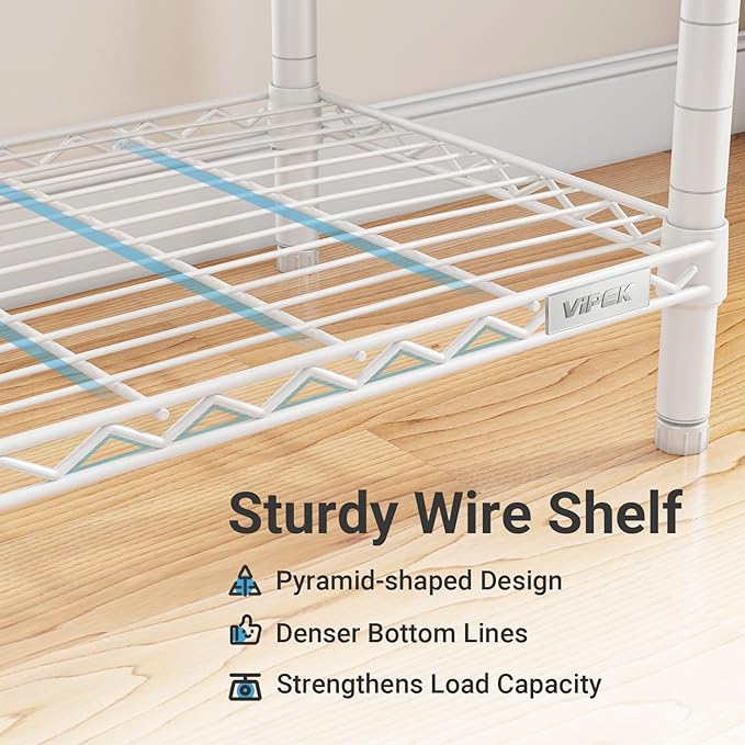 VIPEK V4C Garment Rack with Cover, Heavy Duty Portable Closet Adjustable Metal Clothing Rack for Hanging Clothes with Hanging Rods & Side Hooks, Max Load 810lbs, White Rack with Black Cover