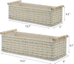 Toilet Paper Baskets for Organizing[2 pack],Paper Rope Wicker Storage Basket with Handle, Bathroom Basket for Bedroom, Nursery, Living Room.(white)