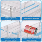 cjc 2 Pack 3 Sets 2 Tiers Clear Can Organizer for Pantry, Holds 48 Cans Stackable Can Organizer for Fridge, Soda Pantry Organizers and Storage Auto-Rolling & Free Combination for Kitchen Cabinet