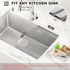 MERRYBOX Roll Up Dish Drying Rack, Over The Sink Dish Rack Foldable, Heat-Resistant, Anti-Slip Silicone Coated Steel Dish Drainer for Kitchen Sink, Multipurpose Roll Up Sink Drying Rack, 17.5" x 13"