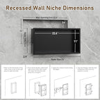 23x11 Inch Recessed Medicine Cabinet, Black Medicine Cabinet No Mirror, 304 Stainless Steel Bathroom Wall Niche Cabinet with Storage for Bathroom, Living Room