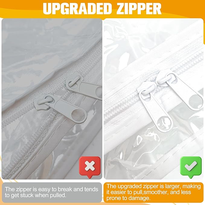 Plastic Storage Bags with Easy-Glide Zipper, Pack of 8, Durable Clear Vinyl Zippered Storage Bags for Clothes Sweaters Comforters Blankets Sheets Bedding (12 x 12 x 12 Inch)