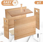 Bokon 32L Wooden Toilet Paper Holder with Lid and Handle, Waterproof and Mildew-Proof- Mega Capacity, Toilet Papers Organizer for Bathroom Standing for 9-12 Rolls Bathroom Accessories(Natural)