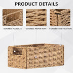 6 Pack Small Wicker Baskets, Wicker Woven Storage Basket Toilet Paper Baskets with Handles, Towel Basket for Home Organizing Shelves (Beige)