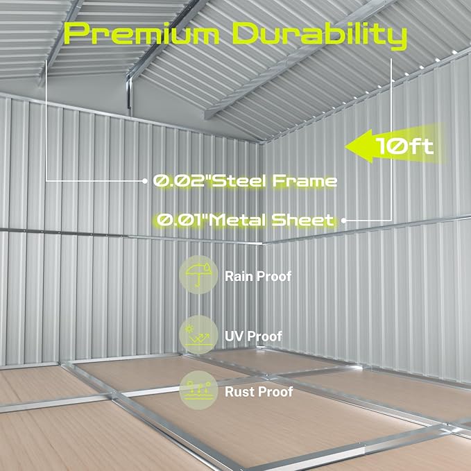 10' x 8' XL Outdoor Storage Shed, Sturdy Metal Building w/Floor and Operable Window for Garden, Backyard, Poolside and Lawn, Black