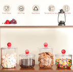 2 Pack Candy Jars with Lids - 47 & 30 OZ Clear Plastic Cookie Storage Containers Airtight Apothecary Canisters for Kitchen Home Decorative Pantry Office Party Organize Sugar Tea Coffee Snacks