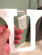 Townsend 2 Pack White Single Wall Outlet Shelf Organizer for Outlets, Perfect for Bathroom Kitchen Bedroom with Easy Installation with Adhesive Tape Products with Black Silcone 5 Cord Organizer.