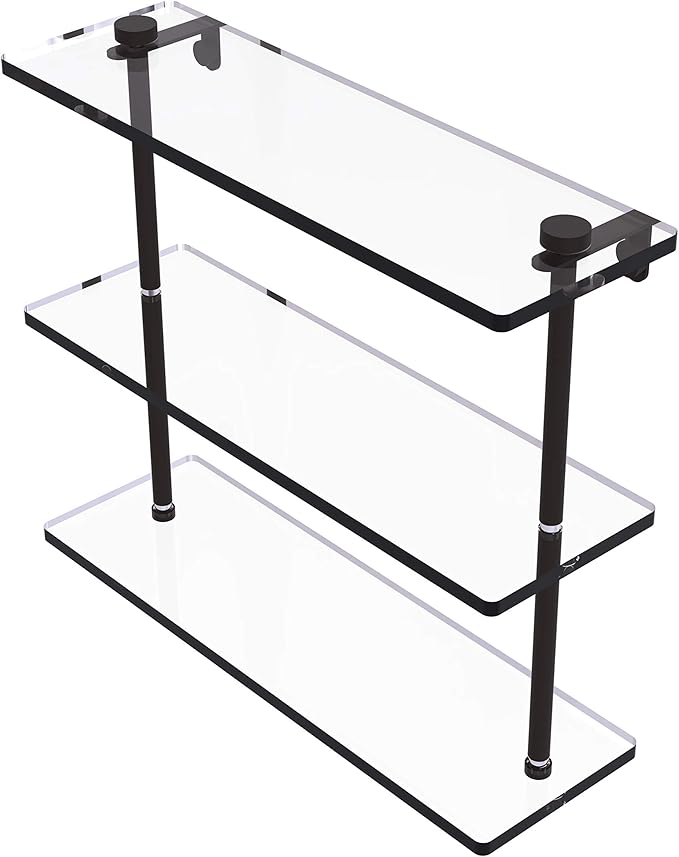 Allied Brass NS-5/16 16 Inch Triple Tiered Glass Shelf, Oil Rubbed Bronze