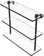 Allied Brass NS-5/16 16 Inch Triple Tiered Glass Shelf, Oil Rubbed Bronze
