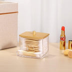 Hipiwe Acrylic Q-Tip Holder with Lid - Clear Q-Tips Dispenser Bathroom Containers Canister Cotton Swab Holder Bathroom Countertop Storage Organizer for Q-tip Cotton Swab