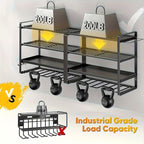 32" W Large Power Tool Organizer Wall Mount, 4 Tiers Heavy Duty Metal Garage Storage Racks, Drill Hanger Storage Rack with 8 Drills Holder, Utility Racks for Garage Workshop