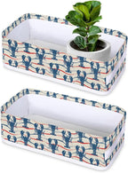 Lobster Pattern Bathroom Basket Foldable Toilet Tank Topper Paper Basket Waterproof Fabric Storage Organizer Bins Decorative Open Storage for Home Closet Containers Cabinet Set of 2