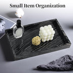 Natural Marble Tray for Bathroom, Genuine Ancient Wood Grain Marble Vanity Tray, Luxury Stone Trays for Dresser, Home Decor, Kitchen, Non-Resin/Non-Ceramic, 12"x 8", Ancient Wood Grain