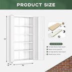 Greenvelly Metal Garage Storage Cabinet with Doors and Adjustable Shelves,72" Steel Lockable File Cabinet for Home Office,Garage,School(White,32" W x 16" D)