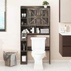 Over The Toilet Storage Cabinet, Farmhouse Storage Cabinet Over Toilet with 2 Barn Doors & Toilet Paper Holder Stand，Home Space-Saving Toilet Rack, for Bathroom, Restroom, Laundry