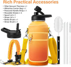 32 oz Insulated Water Bottle | Upgraded Thickened Stainless Steel Water Jug for Gym and Hiking with Straw, Carrier Bag, Handle Strap | BPA-Free 32 oz