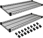 2 Pack Additional Wire Shelf for Wire Shelving Units Chrome Finish Shelving Weight Capacity 600-800 Lb, Heavy Steel Industrial for Warehouses, Closets, Kitchen (Black,14" W X 36" L)