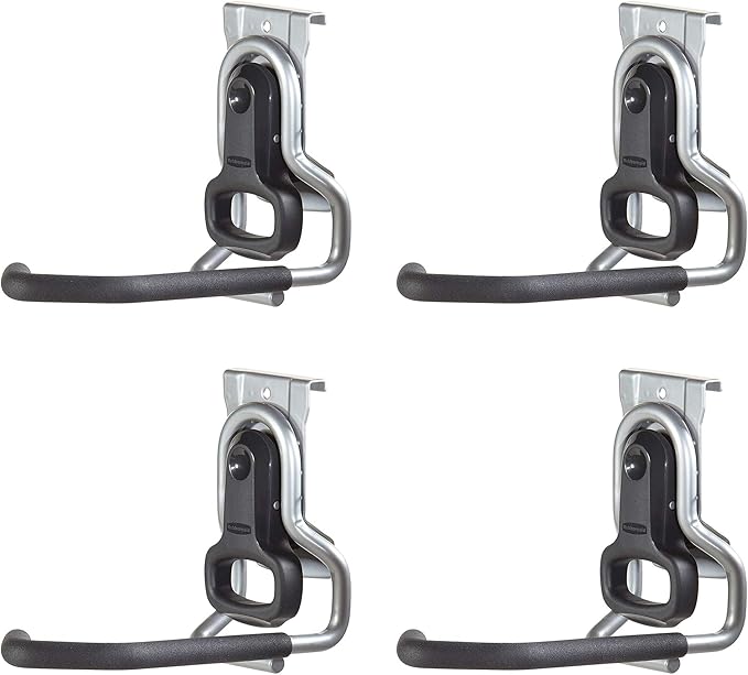 Rubbermaid Fasttrack Heavy-Duty Universal Garage Bicycle Storage Vertical Hanging Wall Hook Bike Rack for Bicycles up to 50 Pounds (4 Pack)