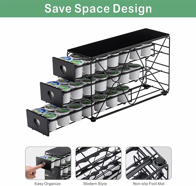 Flagship K Cup Holder 3 Tier Coffee Pod Holder for K Cup Organizer Save Space Countertop Kitchen (42 Pods Capacity)