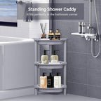 ELYKEN 3 Tier Shower Caddy Organizer Shelf Corner, 14.4 x 11.2 x 22.4 Inches, Rustproof, Plastic Shower Rack Stands for Inside Bathroom, Bathtub, Shower pan, Grey