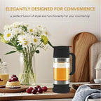 Glass Honey Dispenser, 9 OZ Honey Jar with Handle, No Drip Maple Syrup Dispenser (black)