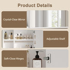 ChooChoo Bathroom Wall Mirror Cabinet, Medicine Cabinet with Single Door and Adjustable Shelf, Over The Toilet Space Saver Storage Cabinet, White