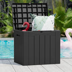 Greesum 31 Gal Resin Deck Box,Outdoor Storage for Patio,Garden Tools,Pool Supplies, Weatherproof and UV Resistant, Lockable, Black