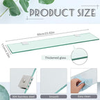 Tatuo 2 Pieces Bathroom Shelf Tempered Glass Shelf for Bathroom, 304 Stainless Steel Wall Mount Floating Glass Shelves (23.6 Inch)