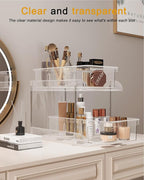 Under Sink Organizer, Bathroom Organizers and Storage, 2 Tier Multi-Use Pull Out Cabinet Organizer with Hang Hooks and Cups (transparent, 2 Pack)