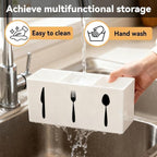Utensil Holder,Kitchen Countertop Organizer,Silverware Organizer,3 Compartments Silverware Caddy,Plastic Utensil Holder, Large Capacity Cutlery, Spoon, Fork, and Knife Rack (White)