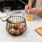 Wire Egg Basket for Gathering Fresh Eggs 24 Capacity Vintage Chicken Coop Basket with Handle for Farmhouse Kitchen Countertop and Rustic Easter Egg Display