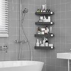 Sotfamily Plastic Shower Caddy Corner (for 90° Only), 4 Pack Adhesive Corner Shower Shelves for Bathroom Organizers and Storage, Black