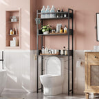 Garvee Over the Toilet Storage Rack 3-Tier Bathroom Organizers and Storage with Shelf and Basket One-Piece Wooden Shelves Open Net Freestanding Space Saver for Bathroom