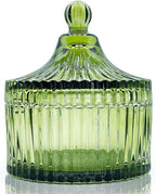Colorful Glass Jar With Lid,Candy Dish,Jewelry Box,Decorative Jar(Olive Green)