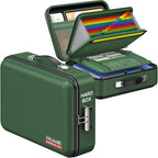 COLCASE Fireproof Document Folder, Hard Fireproof Waterproof Document Box with Lock Creative Hard-Shell Design Fireproof Document Box for Important Documents Certificates Laptop Passports Green