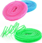 Clotheslines 3Pack Blue Pink Green 1.64ft Length Clothes Drying Rope Portable Windproof 5m Clothesline for Camping Travel Indoor Outdoor Laundry Clothes Line