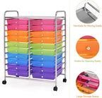GOFLAME 20-Drawer Rolling Storage Cart, Multifunctional Art Craft Organizer Cart, Mobile Utility Storage Cart with Removable Drawers & Lockable Wheels, Craft Cart for Home Office, Rainbow
