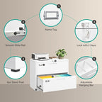 2 Drawer Lateral File Cabinet with Lock,White Lateral Filing Cabinet,Horizontal Metal Filing Cabinets,Locked Wide File Cabinets for Office Home,Fit A4/F4/Letter/Legal File,-Assembly Required