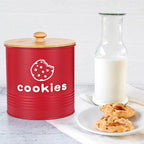 Red Cookie Jars with Lids Airtight, 1.5 Gallons Cookie Tins, Large Cookie Jar for Kitchen Counter Decorative for Farmhouse, Christmas, and Gift Giving Cookie Storage Containers