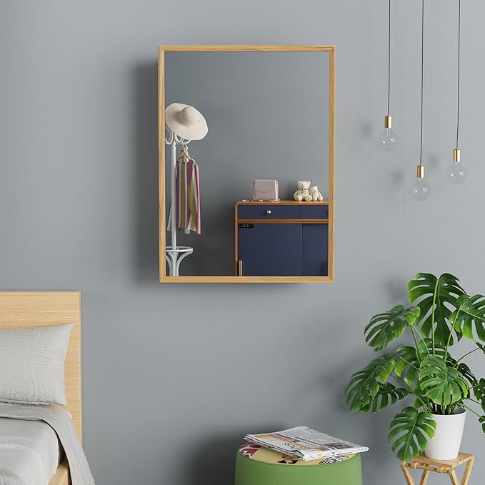 16x24 Inch Wood Medicine Cabinet with Mirror, Surface or Recessed Mounted Bathroom Cabinets with Adjustable Shelves, Soft-Close Hinges, Wall Mounted Cabinet for Storage