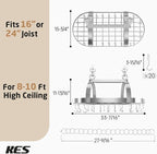 KES 34 Inch Heavy Duty Chrome Hanging Pot Rack Ceiling Mount, Oval Pot and Pan Hanging Rack, Pan Hanger for Kitchen Storage Organizer with 20 S Hooks (For 16" and 24" Ceiling Joist), KUR221S85-CH