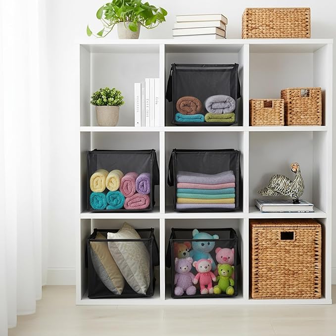 SOUJOY 4 Pack Popup Laundry Hamper, Collapsible Mesh Laundry Baskets with Handles, Foldable Clothes Hamper, Easy to Open, Portable for Laundry Storage, Kids Toy, College Dorm or Travel