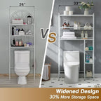 Lauren&Harold 6-Tier Over The Toilet Storage with Side Rack, 32.8" W x 12.2" D x 61" H Over Toilet Bathroom Organizer, Freestanding Above Over Toilet Storage Shelf for Restroom, Laundry, White