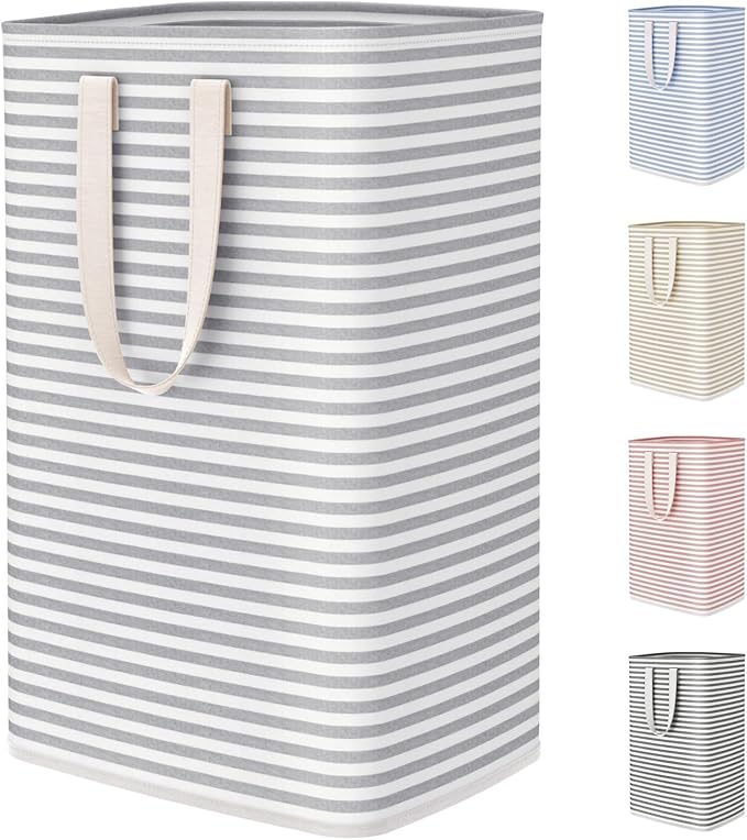 Lifewit 73.5L Pack Collapsible Laundry Hamper Large,Tall Foldable Dirty Clothes Baskets Waterproof, Freestanding Double Bags with Easy Carry Handles in Dorm Bedroom Bathroom College, Grey