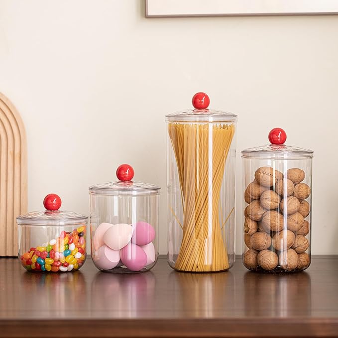 87oz Clear Candy Jar with Lid for Office Desk, Plastic Cookie Storage Jar for Kitchen Counter,2600ml