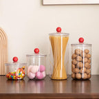 30oz Clear Candy Jar with Lid for Office Desk, Plastic Cookie Storage Jar for Kitchen Counter, 900ml