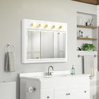 Design House Concord Medicine Cabinet, 3 Mirrored Doors, Pre-Assembled, Surface Mount, 5 Lights, White Wood Frame Wall Cabinet, 36 in W x 5 in D x 30 in H, 532390-WHT