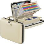 DocSafe Fireproof File Organizer with Lock, Hard-Shell Case Fireproof Document Box with 13 Pocket Accordion File Folder, Portable Home Office Travel Safe Storage for Important Documents Laptop Beige