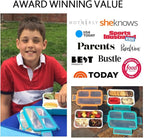 Small Snack Containers for Kids Toddlers - 3 Compartments (Set of 2) - Leak-proof Reusable Snack Boxes with Lids - BPA-Free Mini Bento Lunch Box - Ideal for School, Daycare Holds 2 Cups (Coral + Blue)